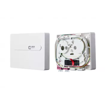 METZ OpDAT ADT optinio pluošto sujungimo dėžutė 2xLC-D OM4 violetinė Pure White RAL 9010 1501177H02HC
