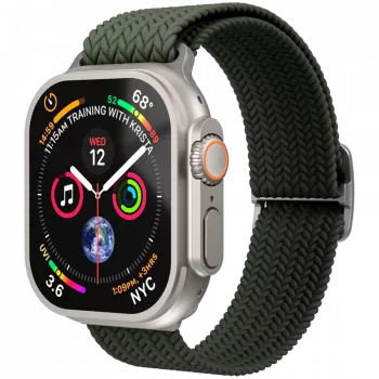 VONMÄHLEN Woven Loop apyrankė Apple Watch 44/45/46/49mm, alyvuogių spalvos