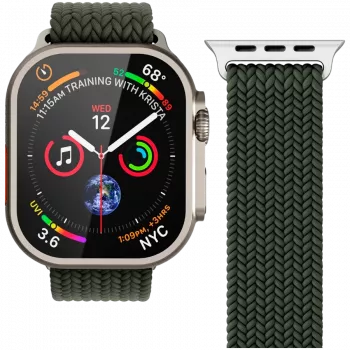 VONMÄHLEN Woven Loop apyrankė Apple Watch 44/45/46/49mm, alyvuogių spalvos