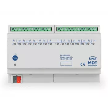MDT BE-16024.02 Binarinių įėjimų modulis 16 kanalų 8TE DIN bėgiui 24V AC/DC KNX