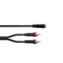 Cordial 14889 audio Y-adapterio kabelis 3,5 mm stereo jack moteriška – 2x RCA moteriška, 0,3 m, juodas PVC dvigubas kabelis