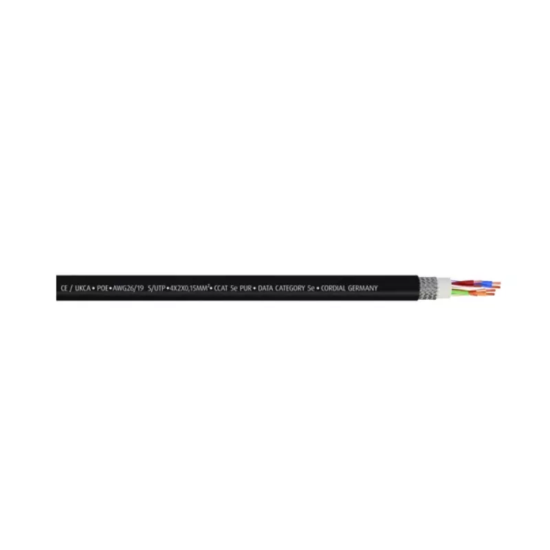 Cordial 15552 RJ45 komutacinis kabelis, CAT 5e S/UTP, 15 m, juodas, PUR apvalkalas