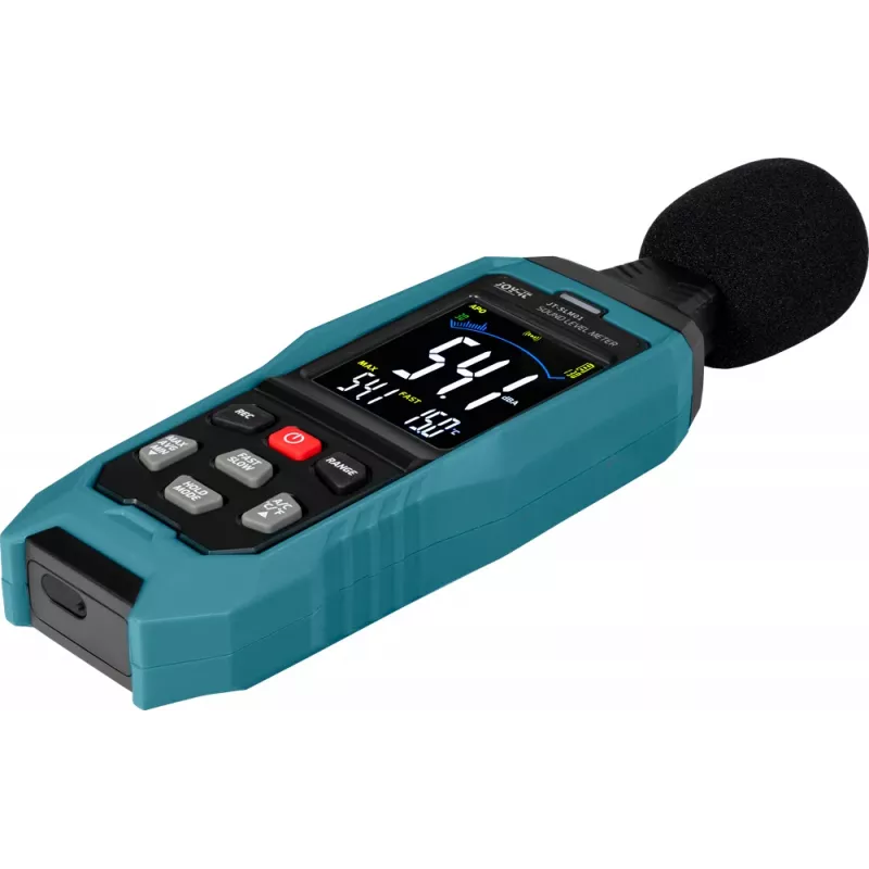 JOY-IT JT-SLM01 garso lygio matuoklis su spalvotu ekranu ir duomenų registratoriumi, 30-130 dB, 31,5 Hz - 8 kHz