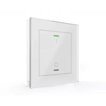MDT BE-GTL1TW.B1 stiklinis mygtukas Sensor II Light, 1 kanalo, RGBW būsenos LED, temperatūros jutiklis, baltas