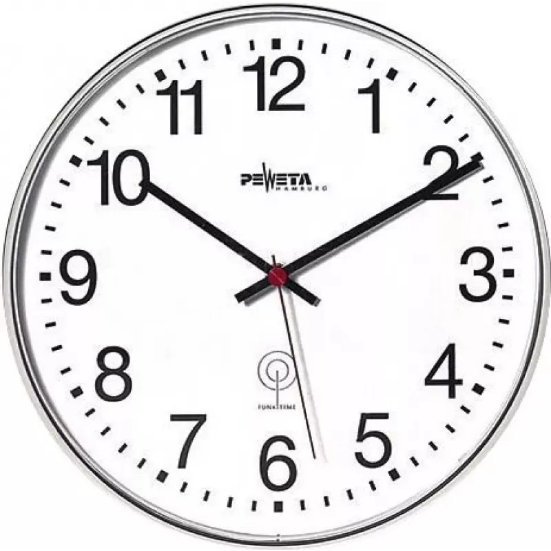PEWETA radijo bangomis valdomas sieninis laikrodis, matinis plastikas, 30 cm, juodas/baltas, 51.130.313