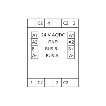 METZ MR-F-AO4 Modbus RTU analoginio išėjimo modulis, 4 kanalai, RS485, 16 bitų, DIN bėgelis 110835130270
