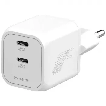 4smarts PDPlug SiC Dual 45W 2C baltas sieninis įkroviklis
