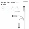 Flexline USB įkrovimo ir sinchronizavimo kabelis, USB-A į USB-C, 2.0, ABS, baltas, 0,5m (FL31-13040)
