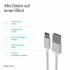 Flexline USB įkrovimo ir sinchronizavimo kabelis, USB-A į USB-C, 2.0, ABS, baltas, 0,5m (FL31-13040)
