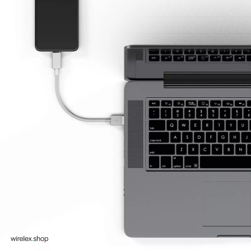 Flexline USB įkrovimo ir sinchronizavimo kabelis, USB-A į USB-C, 2.0, ABS, baltas, 0,5m (FL31-13040)