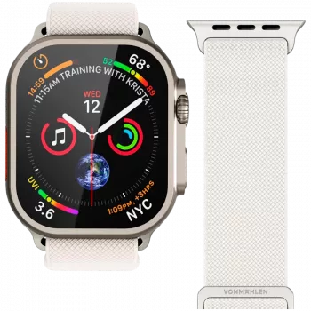VONMÄHLEN Classic Nylon Loop nailoninis laikiklis Apple Watch 40/41/42mm, kreminės spalvos