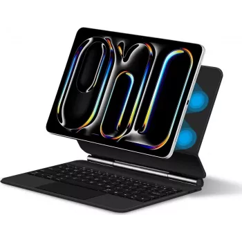 DIGISTOR HK ESR iPad Pro 13 inch (M4, 2024) klaviatūros dėklas su reguliuojamu magnetiniu stovu, nuimamu apsauginiu viršeliu, Rebound 360 serija, pilkas