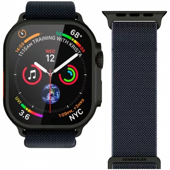 VONMÄHLEN Classic Nylon Loop Apple Watch 38/40/41mm apyrankė, Navy Black