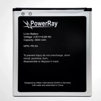 PowerRay baterija PR-S4, skirta Samsung Galaxy S4, 2600 mAh, didmeninė pakuotė