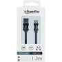 PowerRay USB-C į USB-A duomenų ir įkrovimo kabelis, 1,2 m, tekstilinis juodas PR-DCUC120TBK