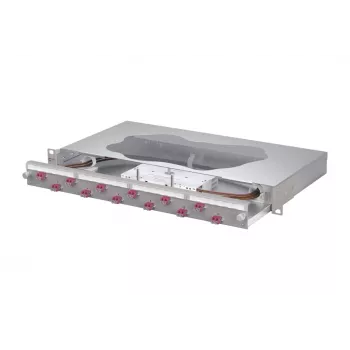 METZ CONNECT sujungimo komutacinė panelė 12x LC-Duplex OM4, 1U, 19 colių stovo montavimas, pilka 1504677512-F