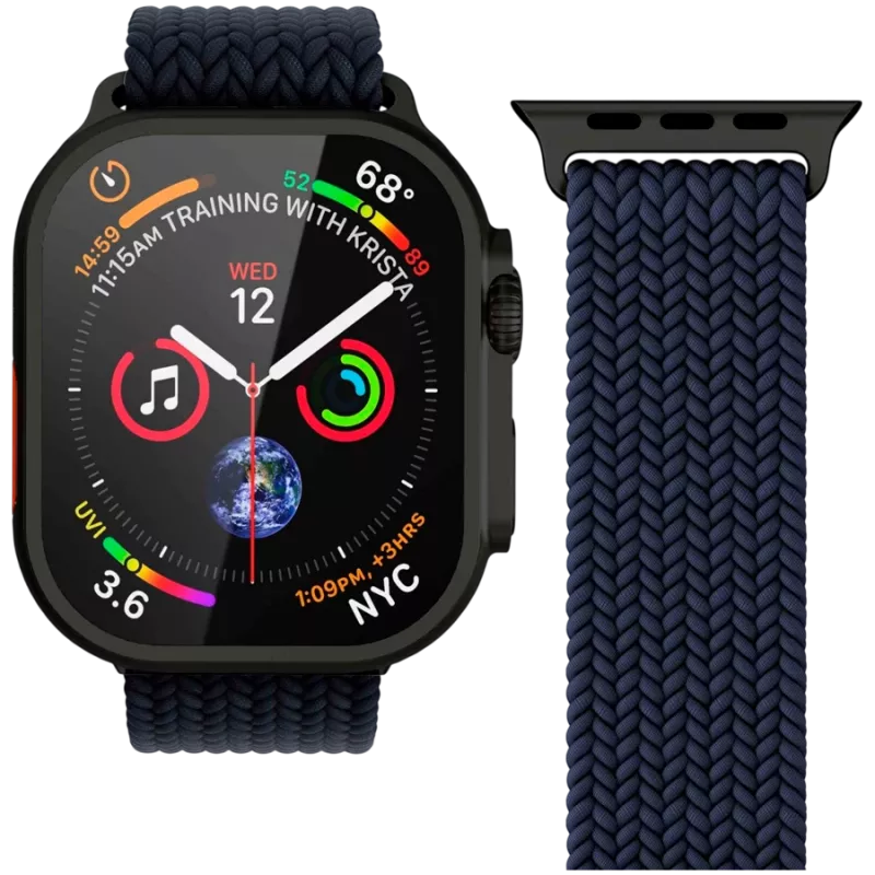 VONMÄHLEN Woven Loop 44/45/46/49mm Apple Watch apyrankė, Navy Black