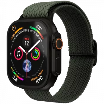 VONMÄHLEN Woven Loop Apple Watch 44/45/46/49mm, Olive Black