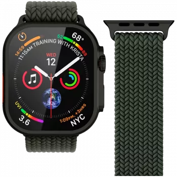VONMÄHLEN Woven Loop Apple Watch 44/45/46/49mm, Olive Black