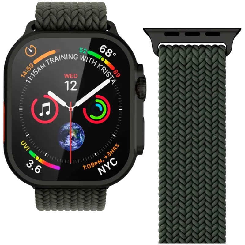 VONMÄHLEN Woven Loop Apple Watch 44/45/46/49mm, Olive Black