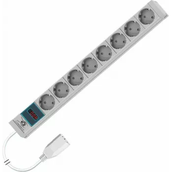 Liebernetz 19 inch 1U stelažo metuota PDU, 8x Schuko CEE 7/3 lizdai, C14 įėjimas, 3 m kabelis, šviesiai pilka (90LNSDL20SC083)
