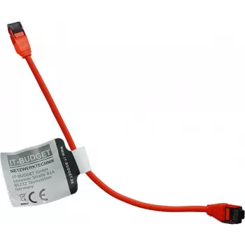 IT-BUDGET Cat.8.1 Slim Ethernet tinklo kabelis, S/FTP, 40 Gbps, 2000 MHz, LSZH, PoE+, raudonas, 0,5 m 90ITBSLIM81PK050R