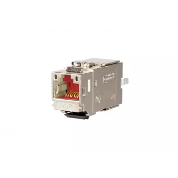 METZ CONNECT C6Amodul K 180° 25G Keystone lizdas, ekranuotas, Cat.6A, 25 Gigabit Ethernet, IDC be įrankių, cinko lydinio, GHMT sertifikuotas 130B21-25-E
