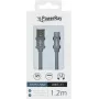 PowerRay Duomenų kabelis PR-DCUC120TGY USB-A į USB-C 1,2 m tekstilinis pilkas pintas greitas įkrovimas ir 5 Gbps duomenų sinchronizavimas