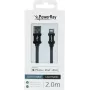 PowerRay PR-DCUL200TBK MFi sertifikuotas USB-A į Lightning pintas kabelis, 2 m, juodas