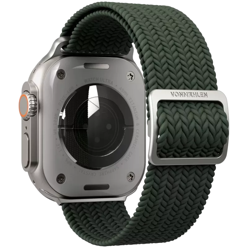 VONMÄHLEN austas nailoninis apyrankė Apple Watch 40/41/42mm, alyvuogių spalvos