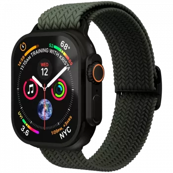 VONMÄHLEN Woven Loop, skirta Apple Watch 40/41/42mm, Olive Black