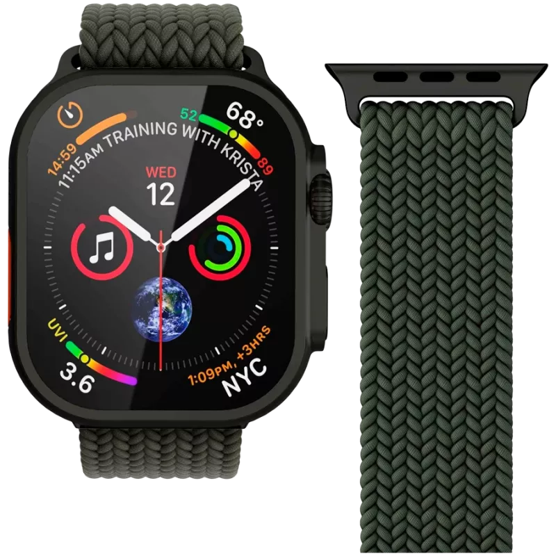 VONMÄHLEN Woven Loop, skirta Apple Watch 40/41/42mm, Olive Black