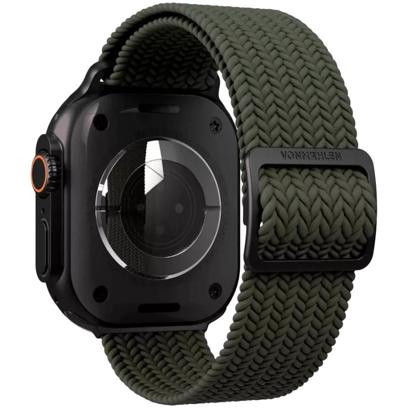VONMÄHLEN Woven Loop, skirta Apple Watch 40/41/42mm, Olive Black