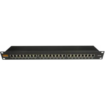 IT-BUDGET 19 inch verslo pataisų skydas, ekranuotas, Cat.6A, 24 prievadai, 1U, paruoštas PoE+, integruota apsauga nuo dulkių, juodas (90ITBPP6ASSS)