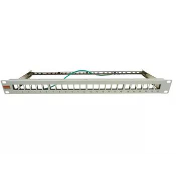 IT-BUDGET 19 inch 24 prievadų Keystone patch panelis, 1U, tuščias, šviesiai pilkas 90ITBMT24PORTG