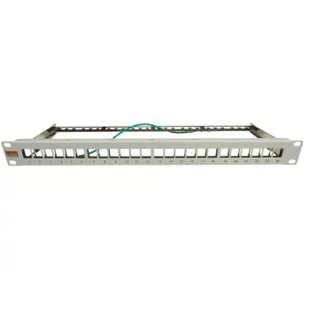 IT-BUDGET 19 inch 24 prievadų Keystone patch panelis, 1U, tuščias, šviesiai pilkas 90ITBMT24PORTG