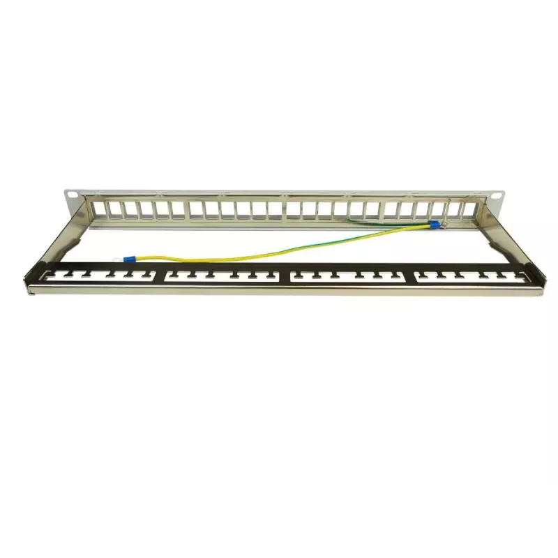 IT-BUDGET 19 inch 24 prievadų Keystone patch panelis, 1U, tuščias, šviesiai pilkas 90ITBMT24PORTG