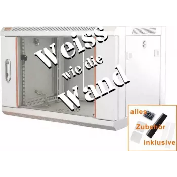 IT-BUDGET 19 inch Tinklo spintelė SWA - 4U - WxD 570x450 mm - Stiklinės durelės - Nuimami šonai - Sieninis ir grindinis montavimas - Priedų rinkinys - Gryna balta (90ITB19WS4645GW)