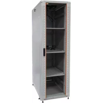 IT-BUDGET 19 inch serverio spintos SRK komplektas - 42U - 600x1000 mm - stiklinės/vientisos durelės - 4 aktyvūs ventiliatoriai - PDU - lentynos - išardytas - šviesiai pilka (90ITB19SRK42610GG)