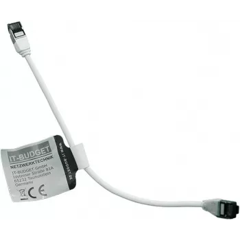 IT-BUDGET Cat.8.1 plonas komutacinis kabelis S/FTP 28 AWG visas varis LSZH baltas 0,15 m 40Gbps PoE+ 90ITBSLIM81PK015W