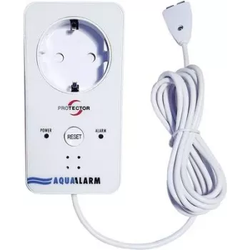 M-E MODERN-ELECTRONICS ME WA-5 vandens detektorius su integruotu lizdu, 230V, 2m jutiklio kabelis, garsinis signalas >85dB, raudonas LED, Schuko lizdo perjungimas 16A