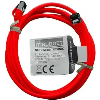 IT-BUDGET Cat.8.1 plonas Ethernet tinklo kabelis, S/FTP, 40Gbps, 2000MHz, LSZH, PoE+, raudonas, 2m 90ITBSLIM81PK2R