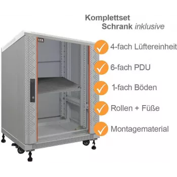 IT-BUDGET 19 colių tinklo spintos SRK komplektas 12U 600x800 mm, šviesiai pilka, išardoma