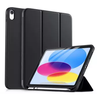 DIGISTOR HK drivego dėklas iPad 11 kartos A16 2025 / 10 kartos 2022 (11/10,9 colio) su rašiklio laikikliu, trijų dalių stovu, auto miego/budinimo funkcija, lanksčiu TPU dangteliu, juodas
