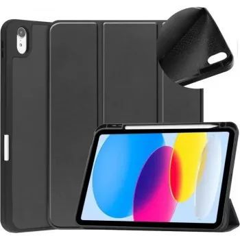 DIGISTOR HK drivego dėklas iPad 11 kartos A16 2025 / 10 kartos 2022 (11/10,9 colio) su rašiklio laikikliu, trijų dalių stovu, auto miego/budinimo funkcija, lanksčiu TPU dangteliu, juodas