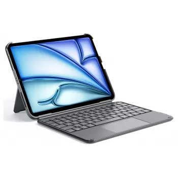 DIGISTOR HK Inateck KB04122 klaviatūros dėklas su jutiklių kilimėliu iPad 11 inch A16 / Air M3-M2 / Pro, nuimama, apšviesta, QWERTZ vokiška išdėstymas, grafito pilka