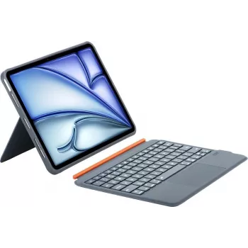 DIGISTOR HK Inateck KB04122 klaviatūros dėklas su jutiklių kilimėliu iPad 11 inch A16 / Air M3-M2 / Pro, nuimama, apšviesta, QWERTZ vokiška išdėstymas, grafito pilka