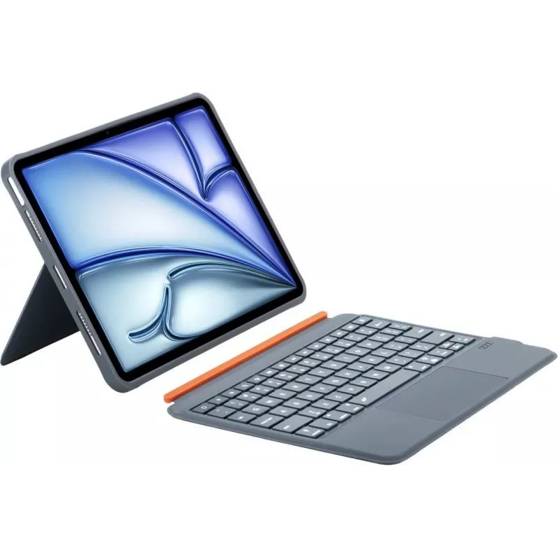 DIGISTOR HK Inateck KB04122 klaviatūros dėklas su jutiklių kilimėliu iPad 11 inch A16 / Air M3-M2 / Pro, nuimama, apšviesta, QWERTZ vokiška išdėstymas, grafito pilka