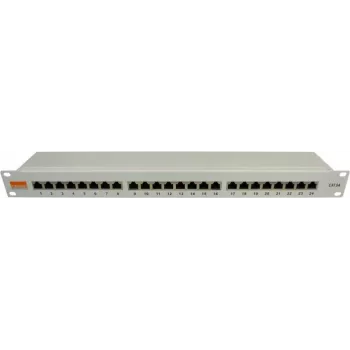 IT-BUDGET 19 inch Business Patch Panel Cat.6A Shielded 24-Port 1U PoE+ su apsauginėmis sklendėmis, šviesiai pilkas 90ITBPP6ASSG
