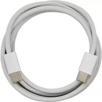 PowerRay USB-C į USB-C duomenų ir įkrovimo kabelis, 60W PD, nailonu pintas, 1m, baltas, didmeninė pakuotė 4260357351156